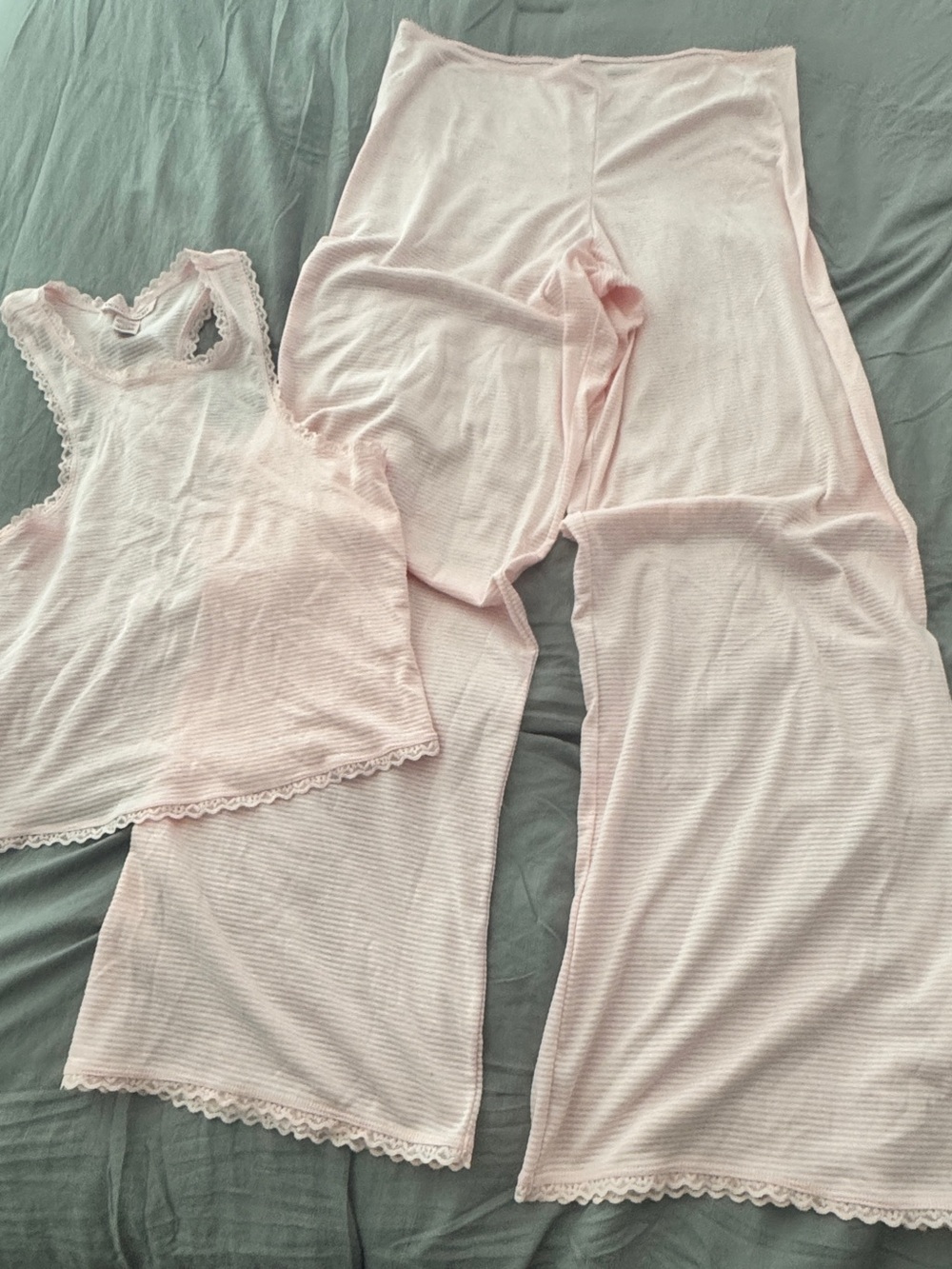 Victoria's Secret Light Pink Ribbed Tank & Wide-Leg Lounge Set - Picture 3 of 9